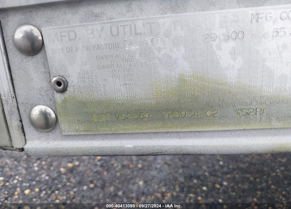 2015 UTILITY TRAILER MFG --- VIN: 1UYVS2360FM393402