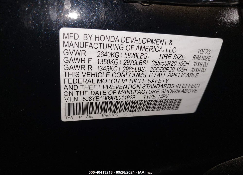 2024 ACURA MDX A-SPEC VIN: 5J8YE1H09RL011929