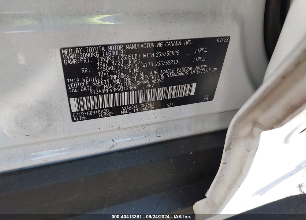 2023 TOYOTA RAV4 XLE PREMIUM VIN: 2T3A1RFV1PW343169