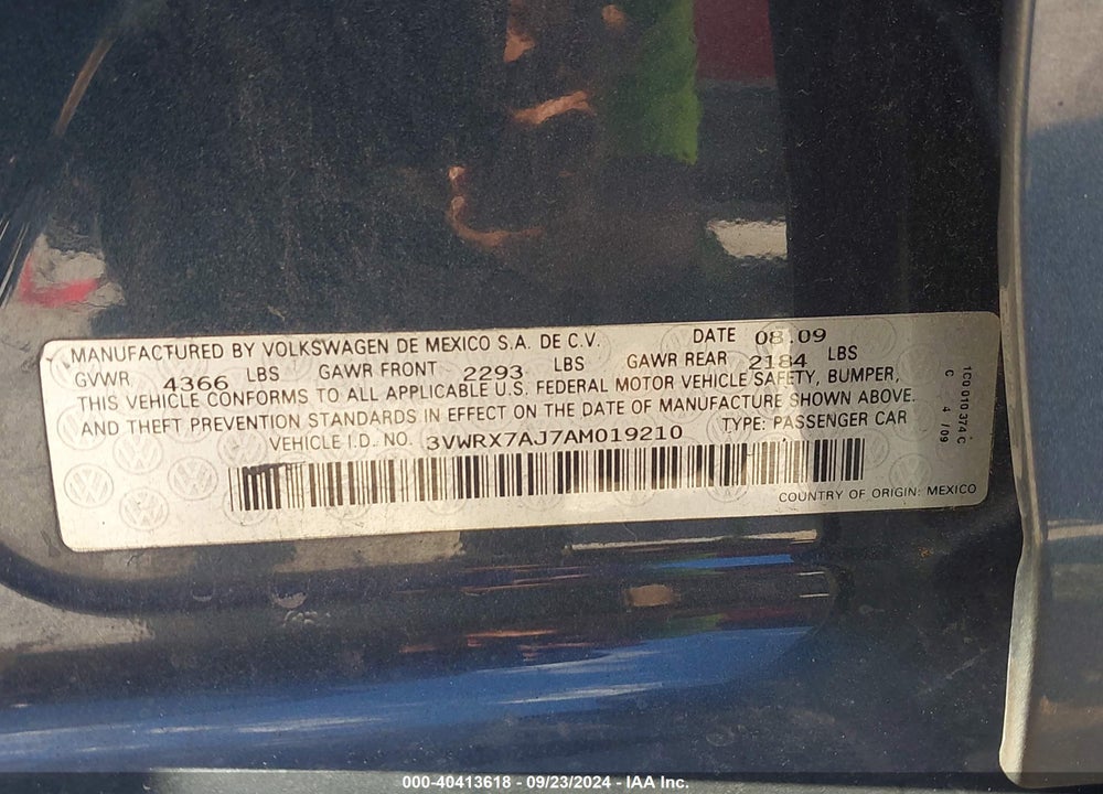 2010 VOLKSWAGEN JETTA SE VIN: 3VWRX7AJ7AM019210