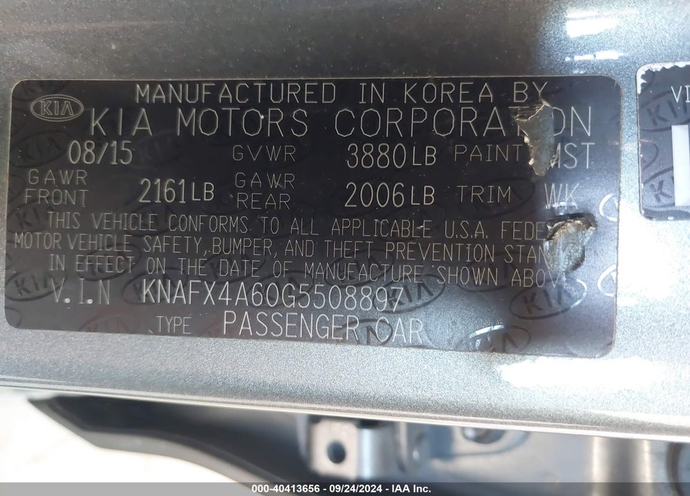2016 KIA FORTE LX VIN: KNAFX4A60G5508897