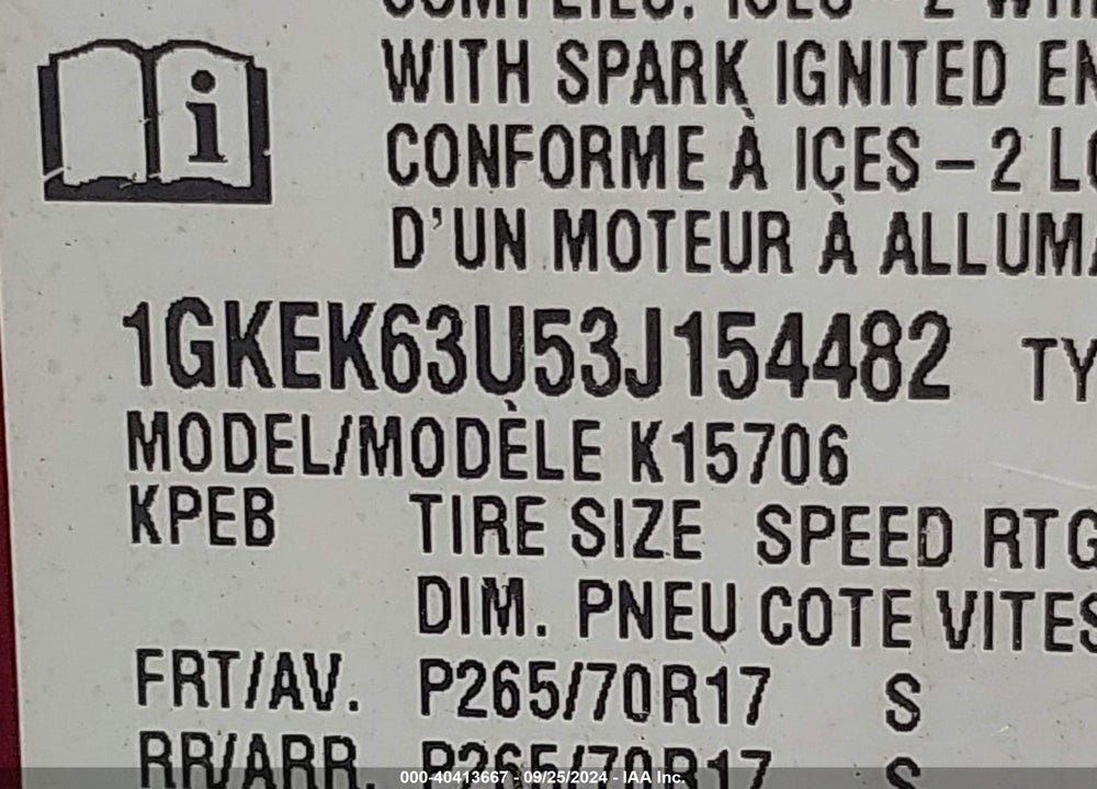 2003 GMC YUKON DENALI VIN: 1GKEK63U53J154482