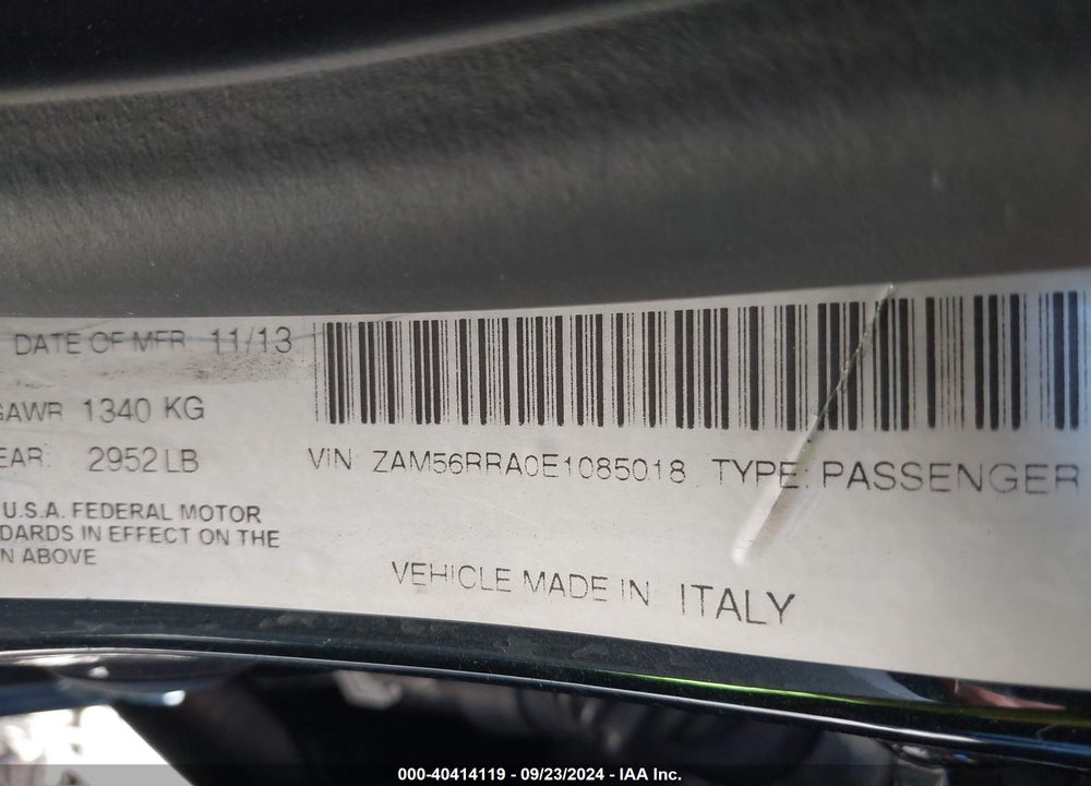 2014 MASERATI QUATTROPORTE S Q4 VIN: ZAM56RRA0E1085018