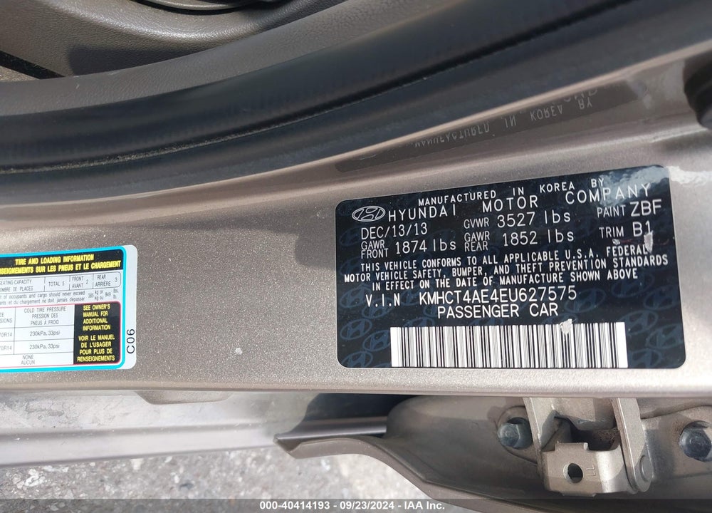 2014 HYUNDAI ACCENT GLS VIN: KMHCT4AE4EU627575