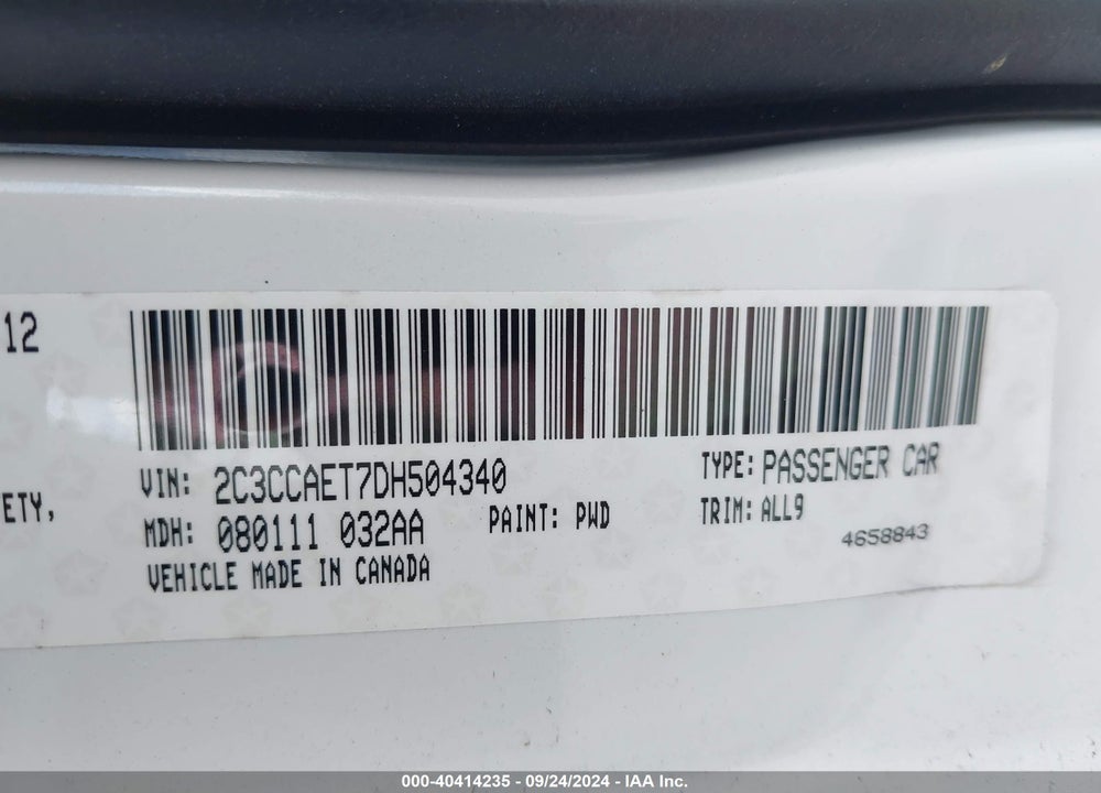 2013 CHRYSLER 300C VIN: 2C3CCAET7DH504340