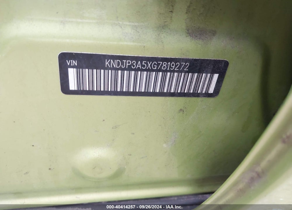 2016 KIA SOUL VIN: KNDJP3A5XG7819272