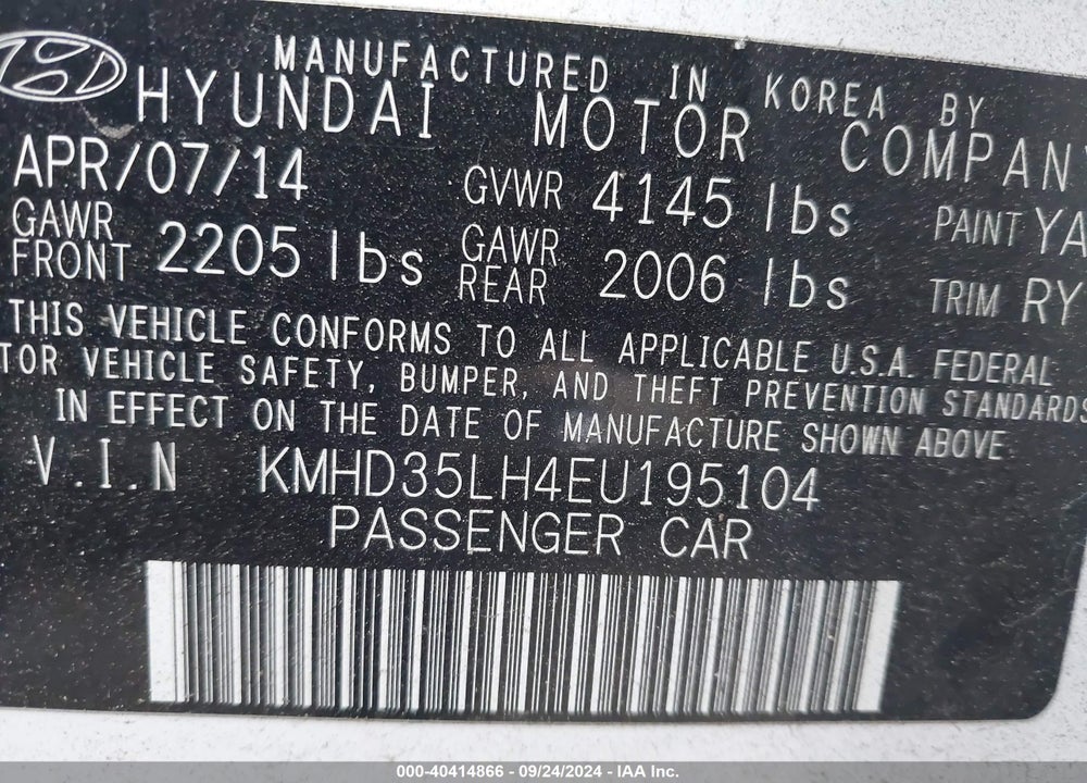 2014 HYUNDAI ELANTRA GT VIN: KMHD35LH4EU195104