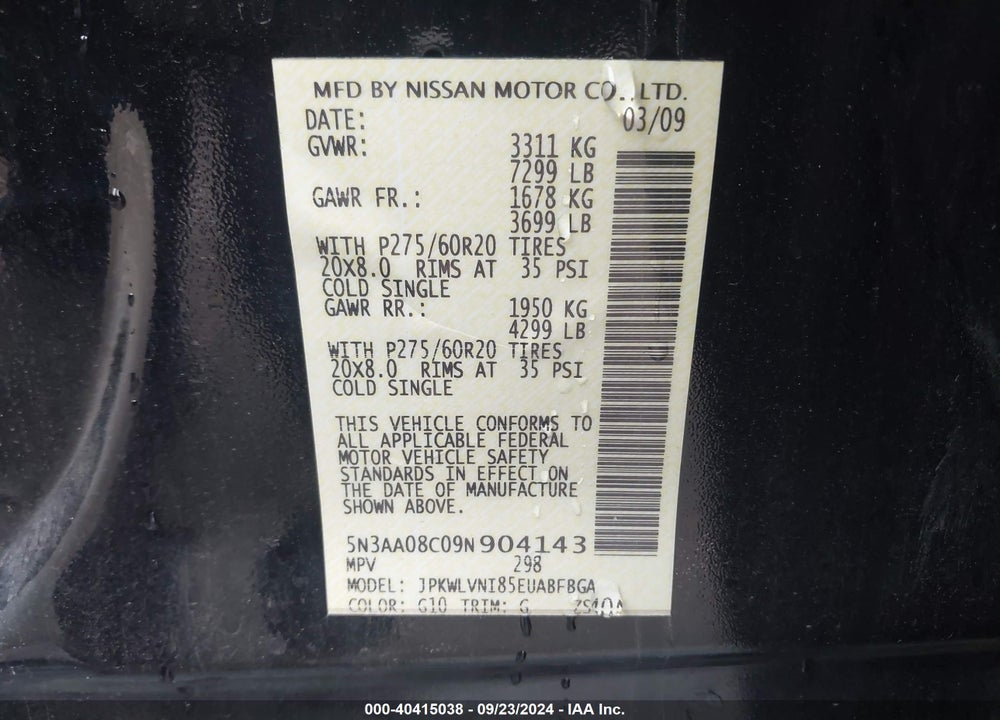 2009 INFINITI QX56 VIN: 5N3AA08C09N904143