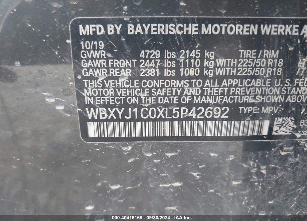 2020 BMW X2 XDRIVE28I VIN: WBXYJ1C0XL5P42692
