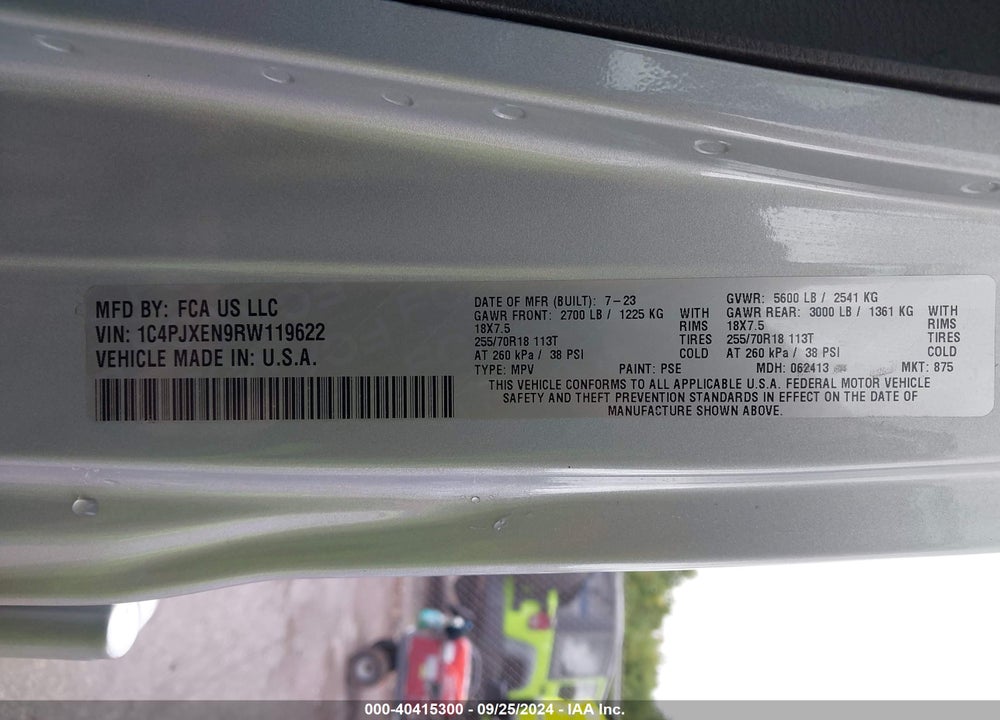 2024 JEEP WRANGLER 4-DOOR SAHARA 4X4 VIN: 1C4PJXEN9RW119622