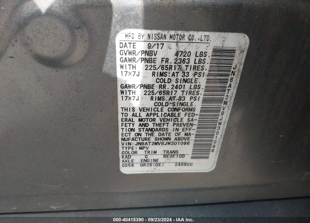 2018 NISSAN ROGUE SV VIN: JN8AT2MV8JW301096