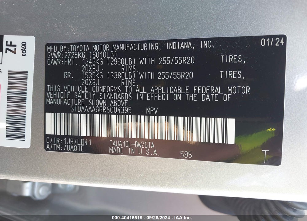 2024 LEXUS TX 350 LUXURY VIN: 5TDAAAA66RS004395