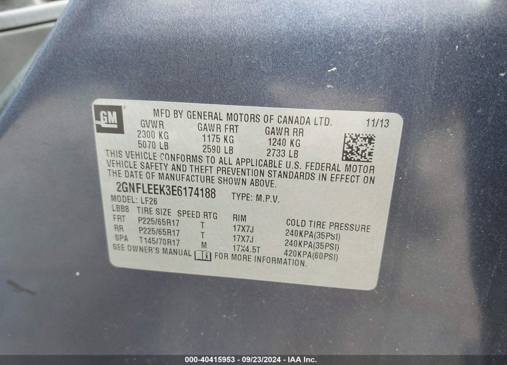 2014 CHEVROLET EQUINOX LS VIN: 2GNFLEEK3E6174188