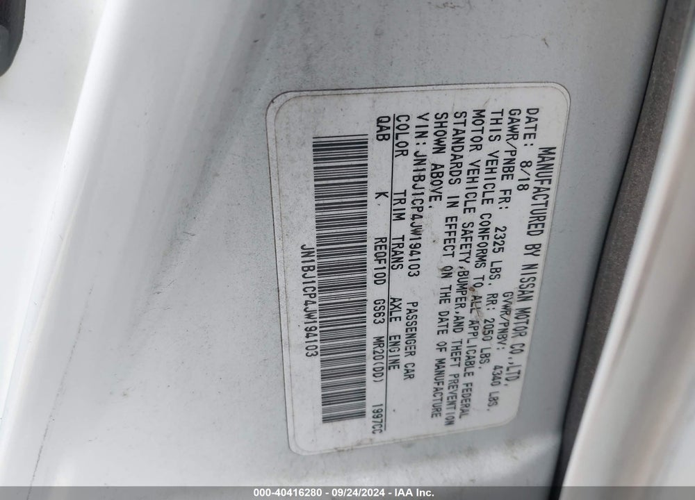 2018 NISSAN ROGUE SPORT SV VIN: JN1BJ1CP4JW194103