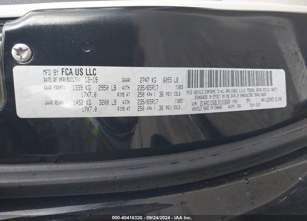 2020 CHRYSLER VOYAGER LXI VIN: 2C4RC1DG8LR151660