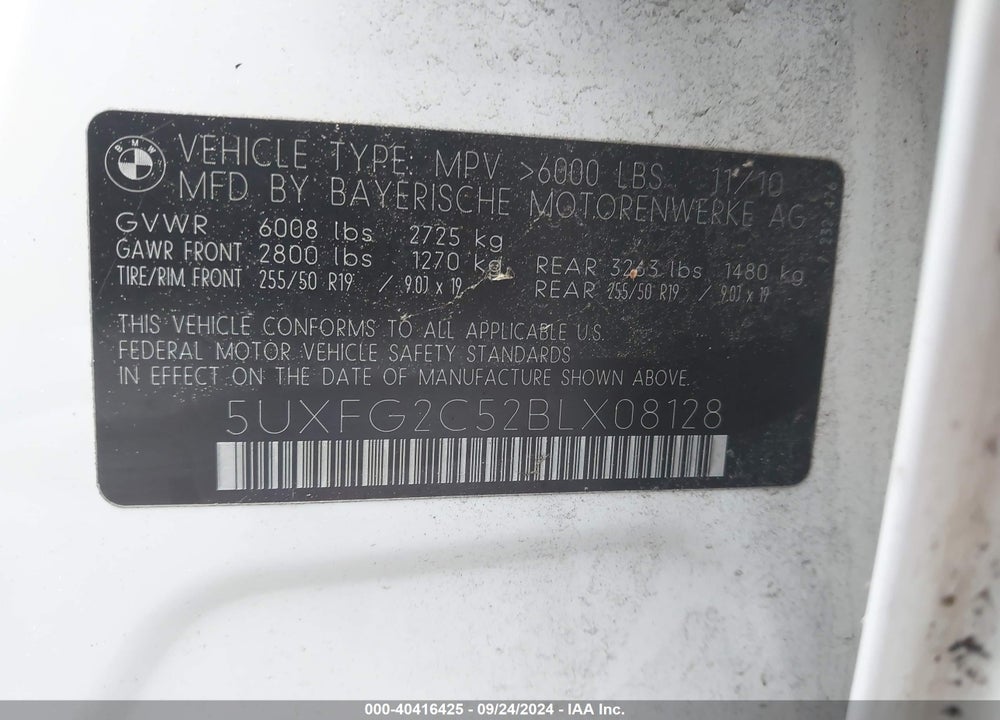 2011 BMW X6 XDRIVE35I VIN: 5UXFG2C52BLX08128