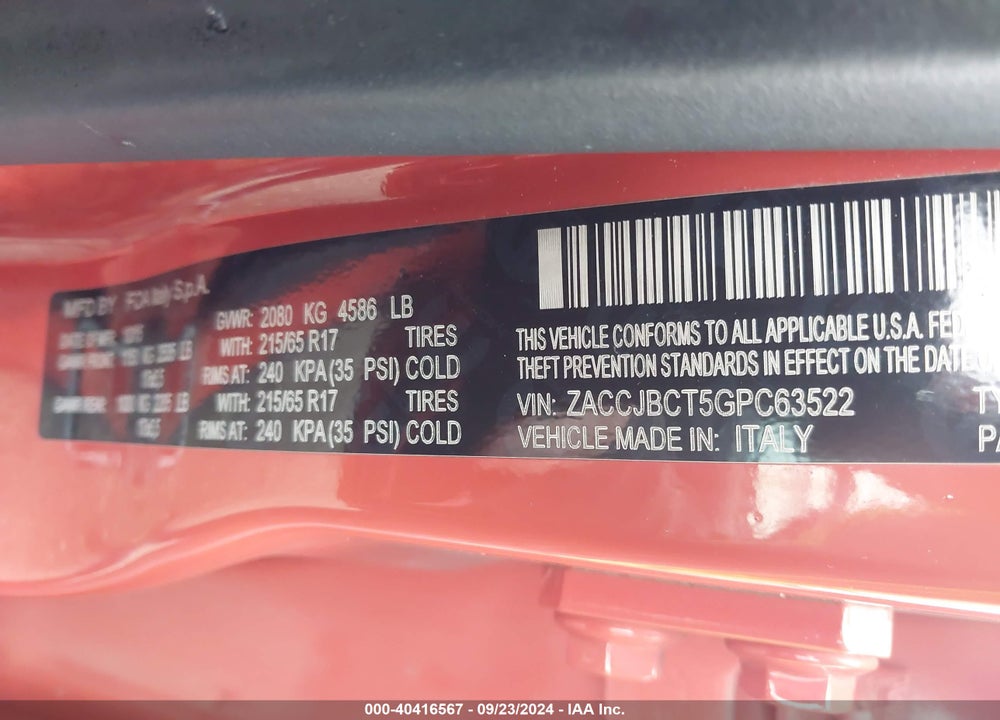 2016 JEEP RENEGADE TRAILHAWK VIN: ZACCJBCT5GPC63522