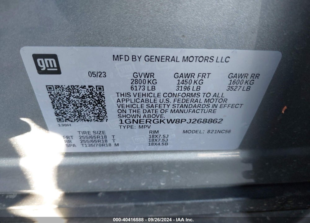2023 CHEVROLET TRAVERSE FWD LT CLOTH VIN: 1GNERGKW8PJ268862