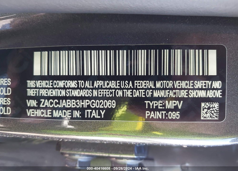 2017 JEEP RENEGADE ALTITUDE FWD VIN: ZACCJABB3HPG02069