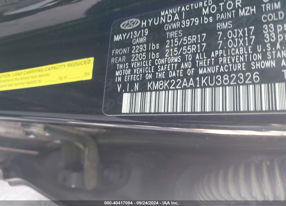 2019 HYUNDAI KONA SEL VIN: KM8K22AA1KU382326