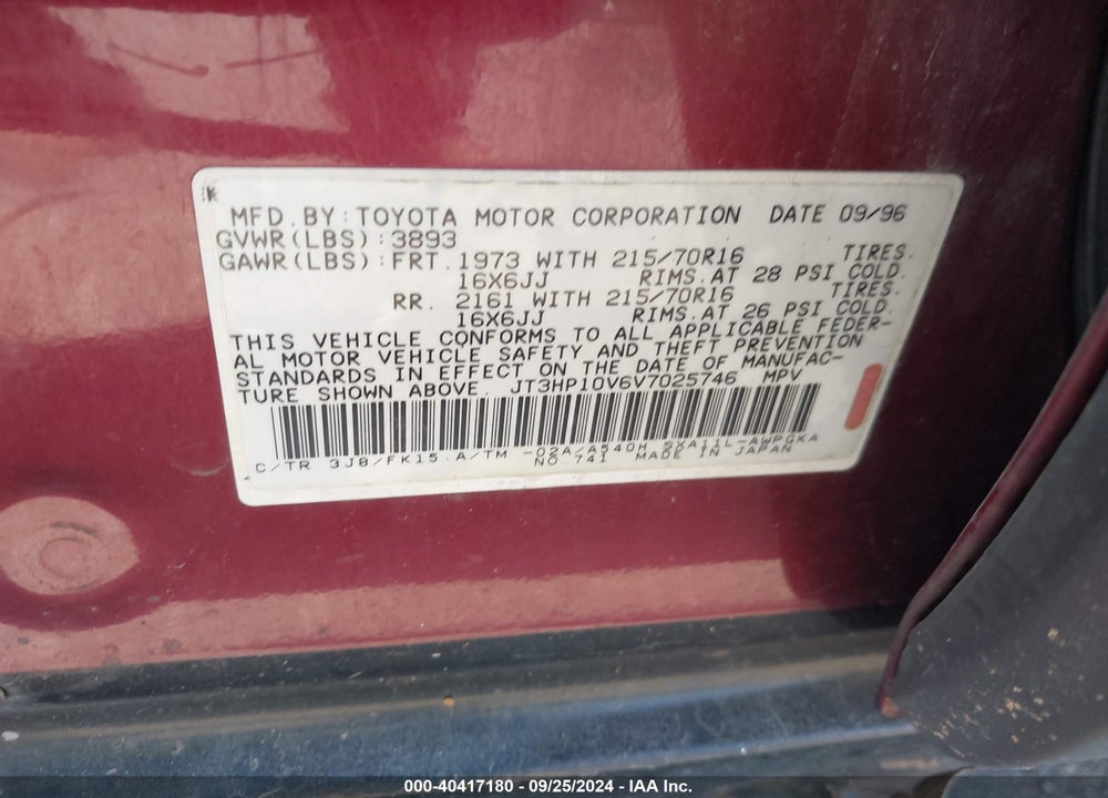 1997 TOYOTA RAV4 VIN: JT3HP10V6V7025746