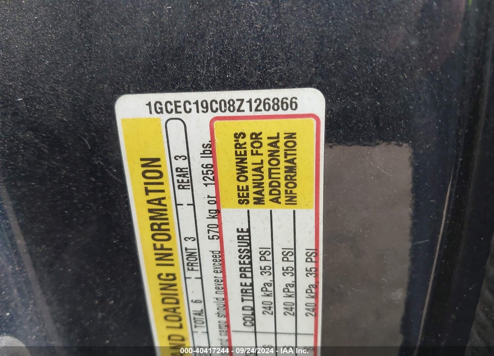 2008 CHEVROLET SILVERADO 1500 LT1 VIN: 1GCEC19C08Z126866