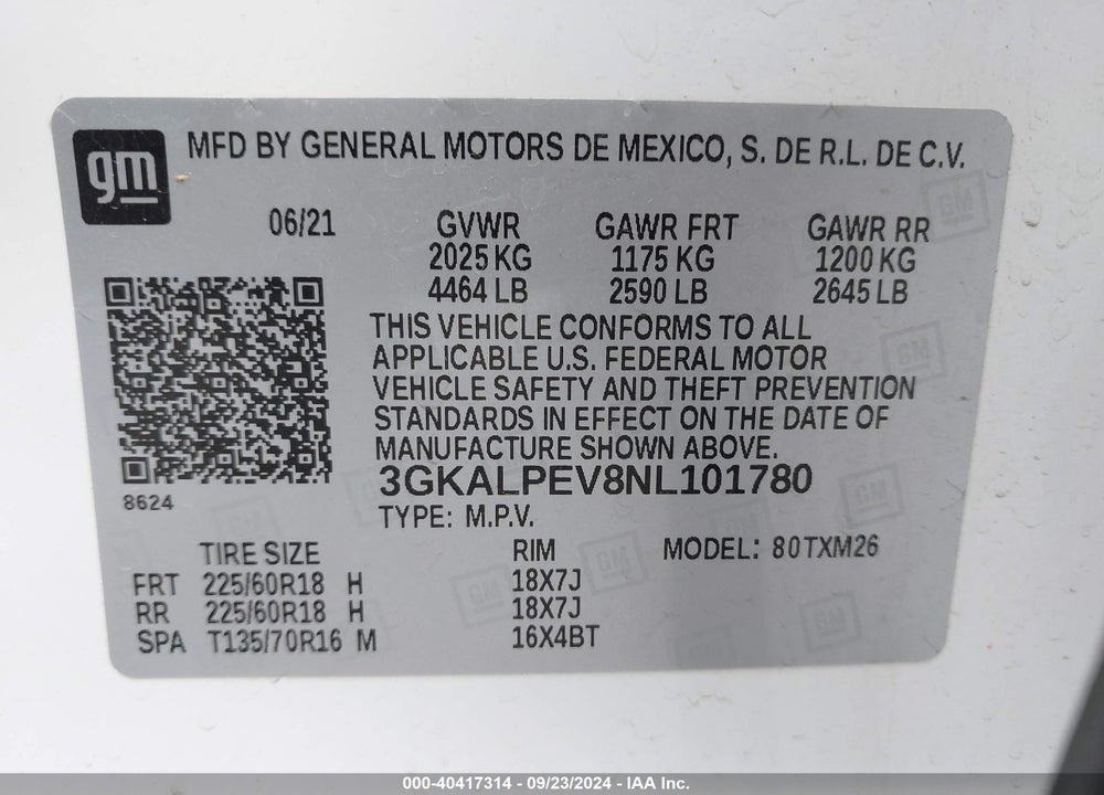 2022 GMC TERRAIN FWD SLT VIN: 3GKALPEV8NL101780