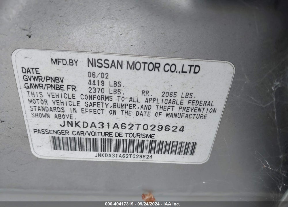 2002 INFINITI I35 LUXURY VIN: JNKDA31A62T029624