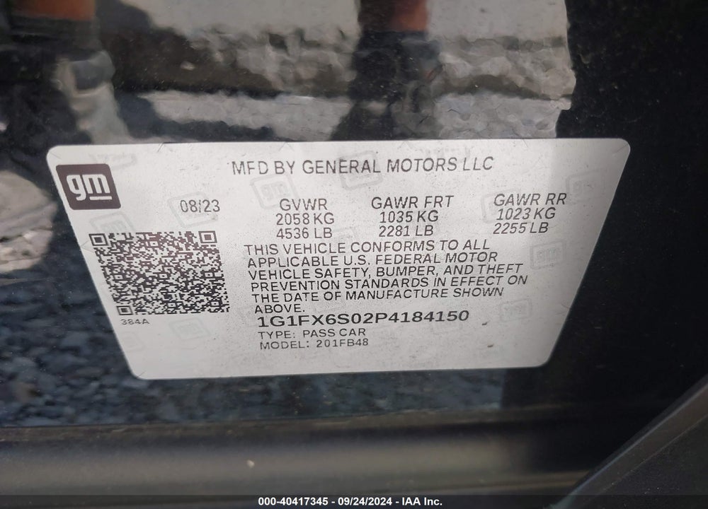 2023 CHEVROLET BOLT EV 2LT VIN: 1G1FX6S02P4184150
