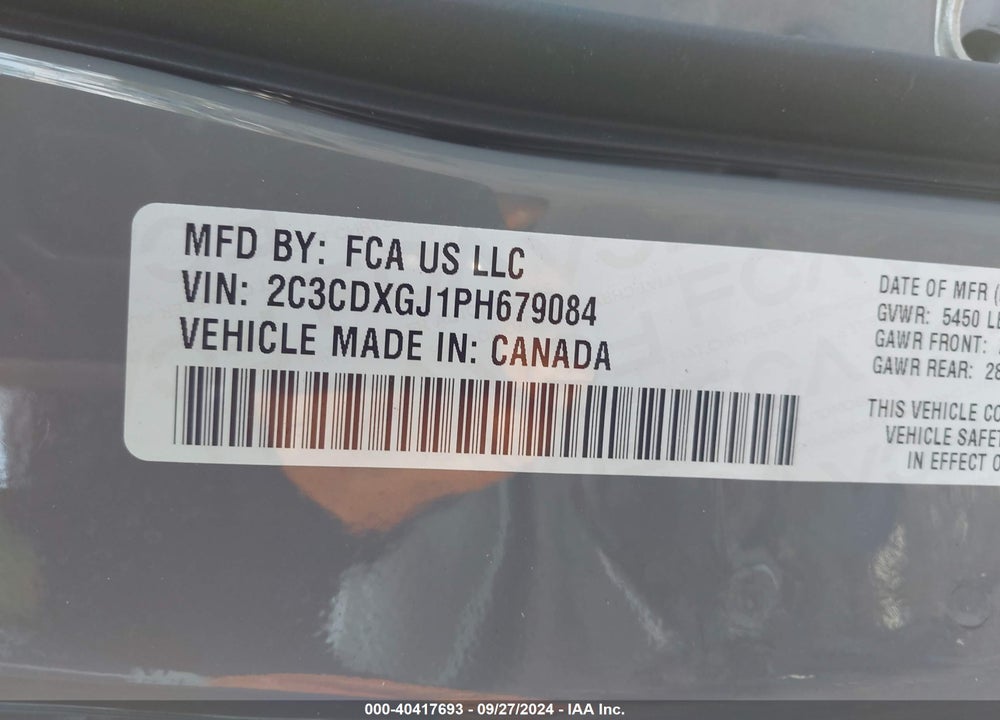 2023 DODGE CHARGER SCAT PACK WIDEBODY VIN: 2C3CDXGJ1PH679084