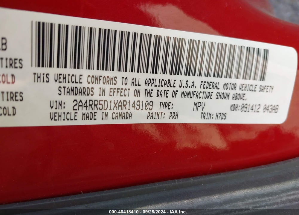 2010 CHRYSLER TOWN & COUNTRY TOURING VIN: 2A4RR5D1XAR149109