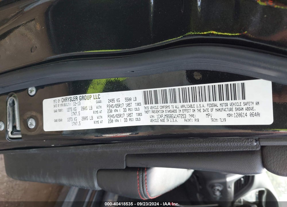 2014 JEEP CHEROKEE TRAILHAWK VIN: 1C4PJMBS8EW147253