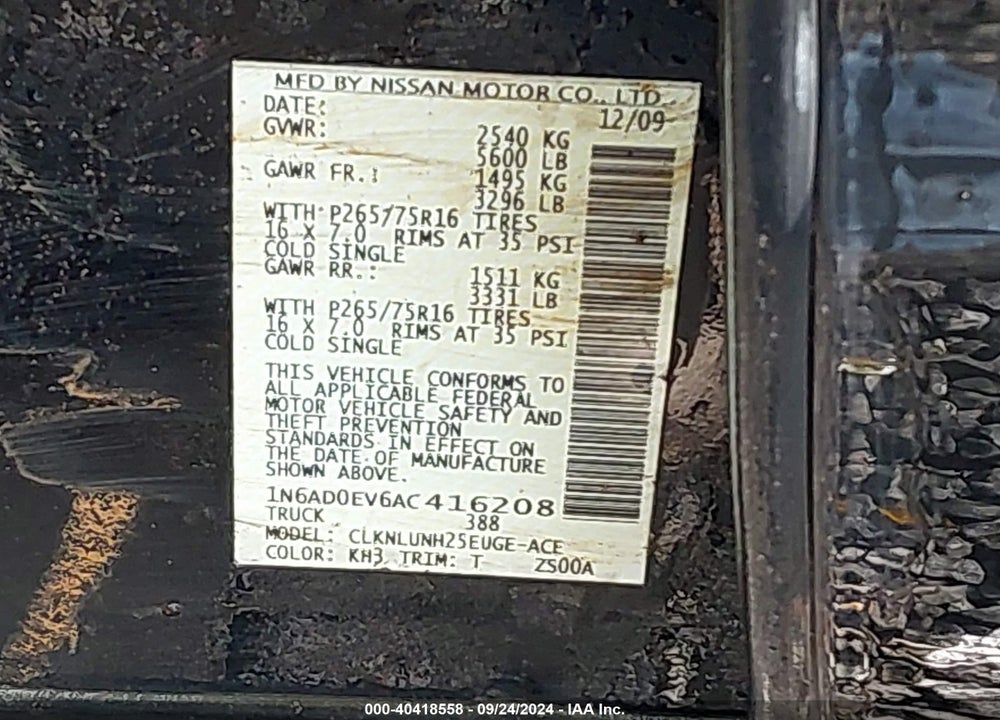 2010 NISSAN FRONTIER PRO-4X VIN: 1N6AD0EV6AC416208