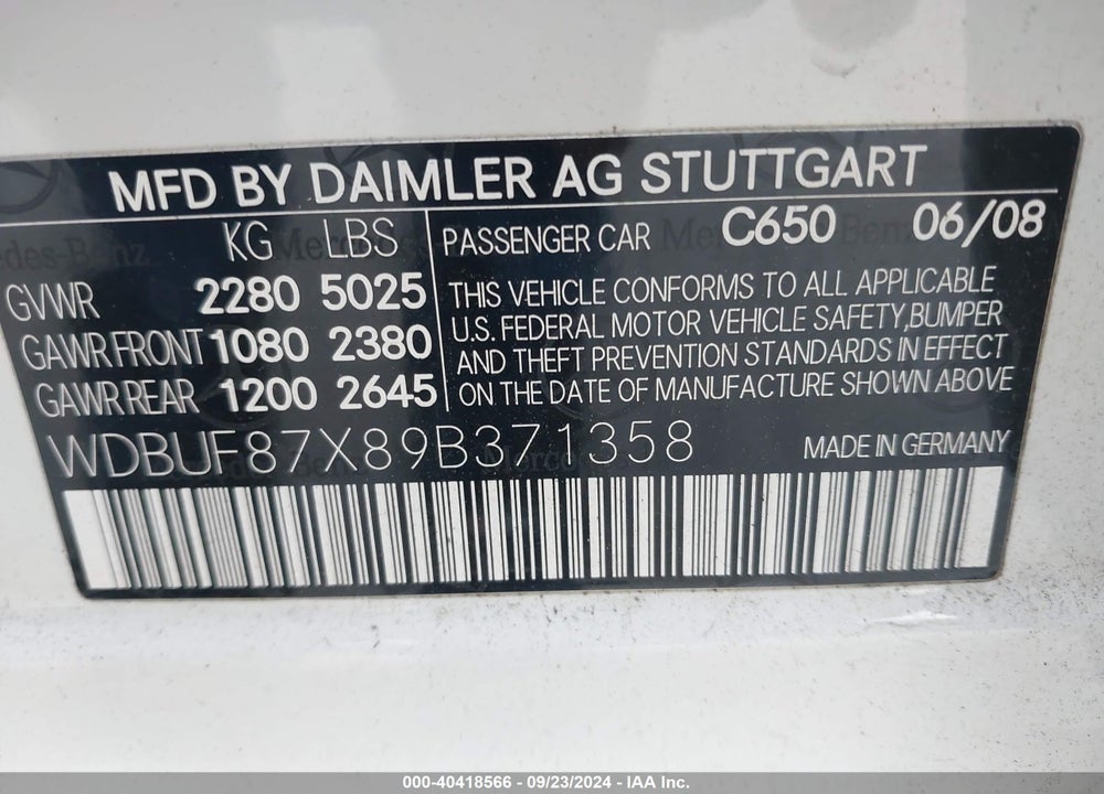 2009 MERCEDES-BENZ E 350 4MATIC VIN: WDBUF87X89B371358