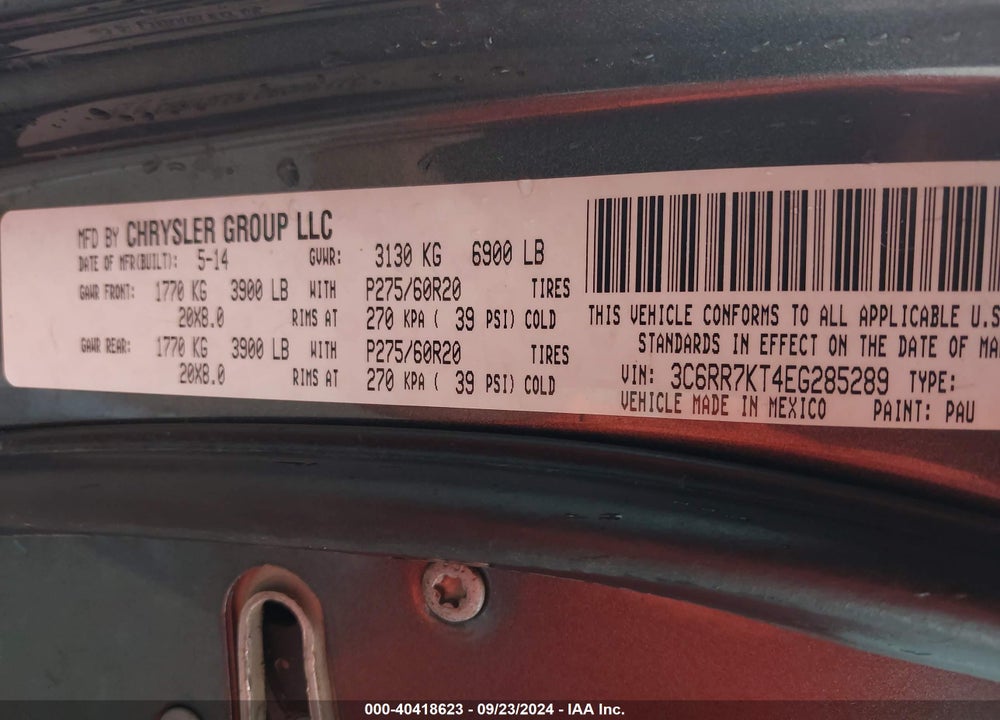 2014 RAM 1500 EXPRESS VIN: 3C6RR7KT4EG285289