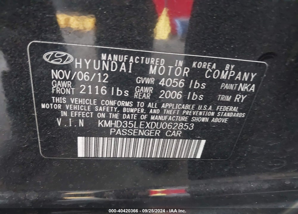 2013 HYUNDAI ELANTRA GT VIN: KMHD35LEXDU062853