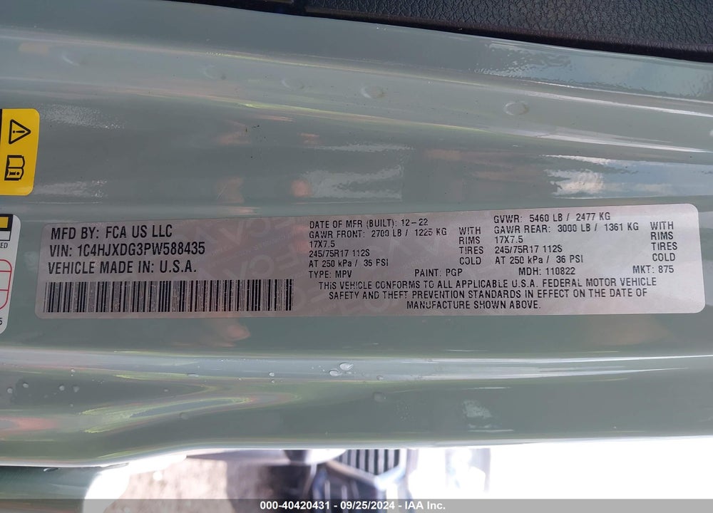 2023 JEEP WRANGLER 4-DOOR SPORT S 4X4 VIN: 1C4HJXDG3PW588435