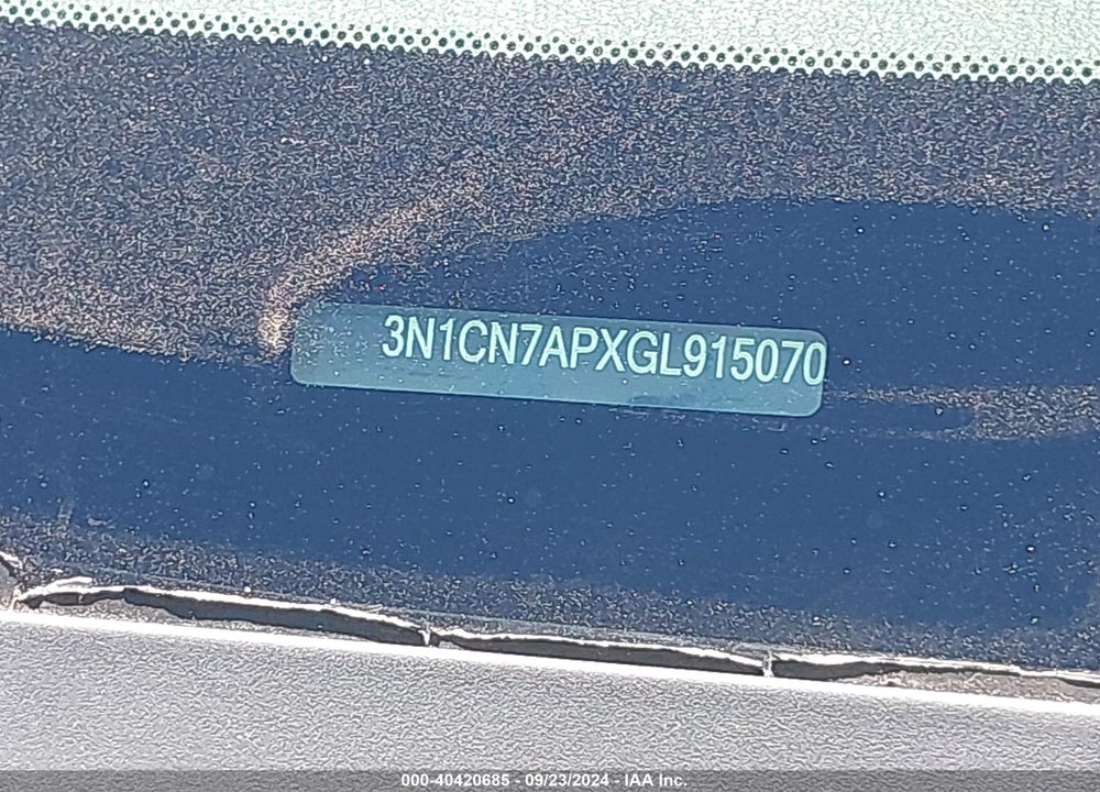 2016 NISSAN VERSA 1.6 S+ VIN: 3N1CN7APXGL915070