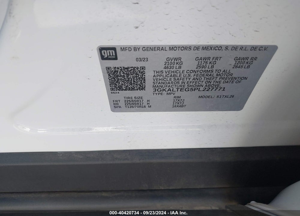 2023 GMC TERRAIN AWD SLE VIN: 3GKALTEG5PL227771