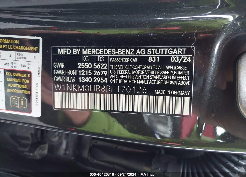 2024 MERCEDES-BENZ AMG GLC 43 4MATIC VIN: W1NKM8HB8RF170126