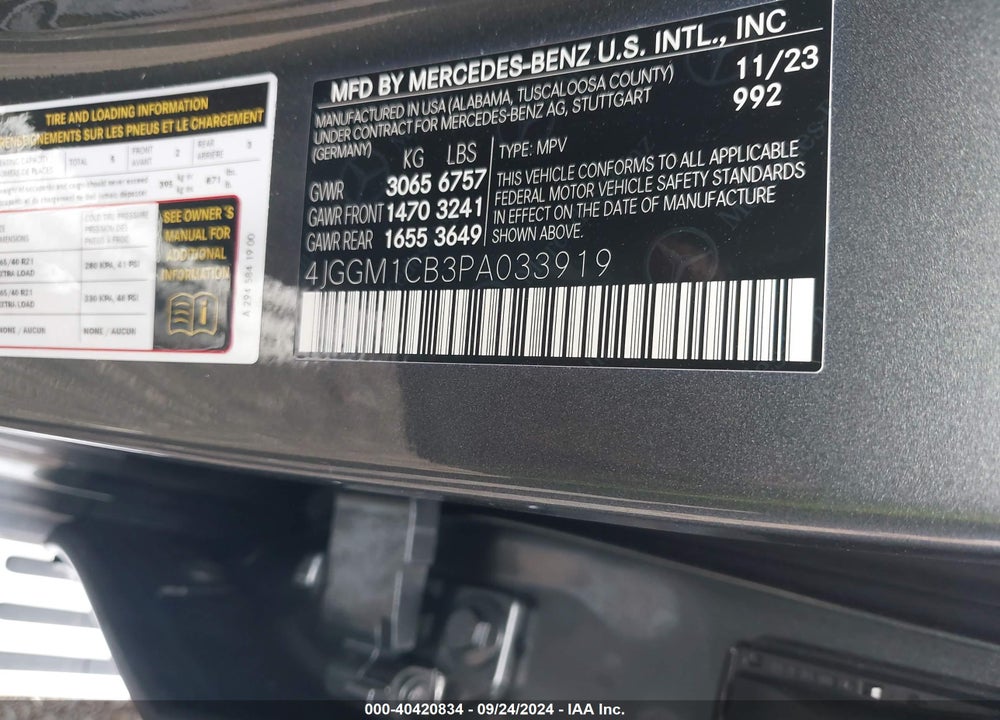2023 MERCEDES-BENZ EQE 350+ SUV VIN: 4JGGM1CB3PA033919