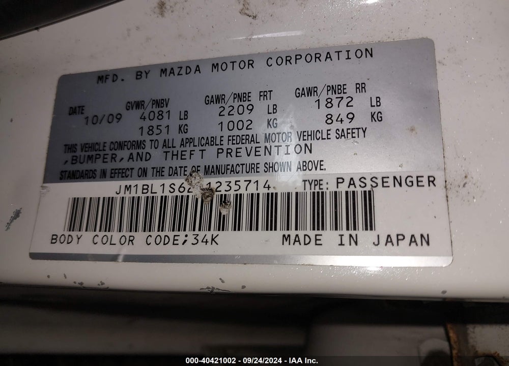 2010 MAZDA 3 S GRAND TOURING VIN: JM1BL1S62A1235714