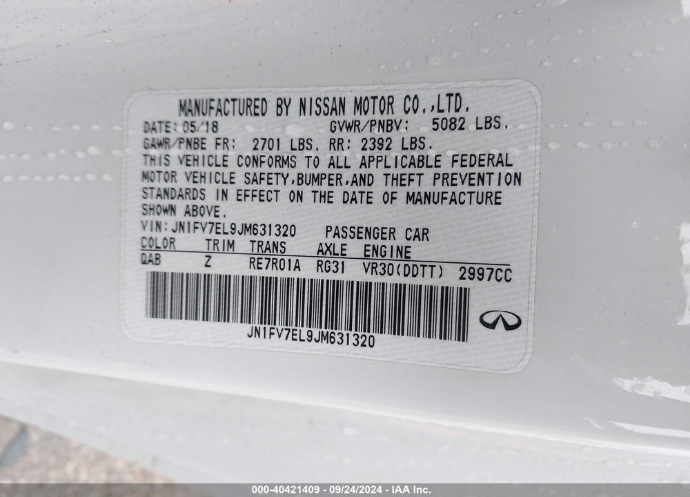 2018 INFINITI Q60 VIN: JN1FV7EL9JM631320