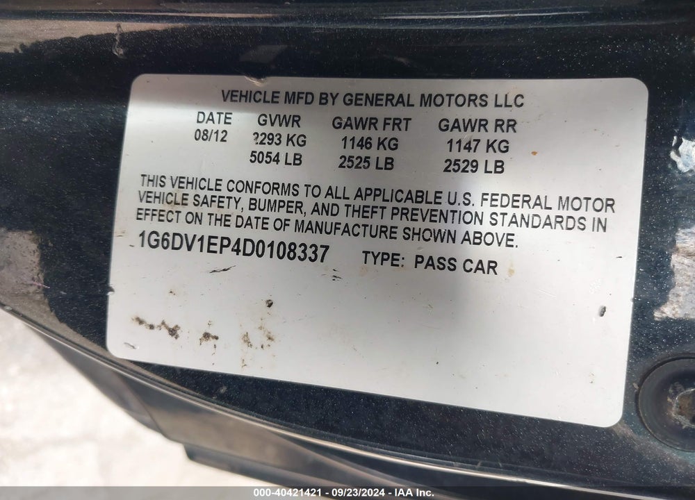 2013 CADILLAC CTS-V VIN: 1G6DV1EP4D0108337
