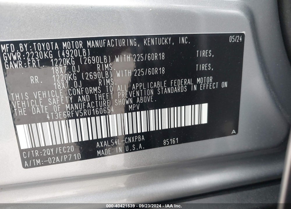 2024 TOYOTA RAV4 HYBRID XSE VIN: 4T3E6RFV5RU160654