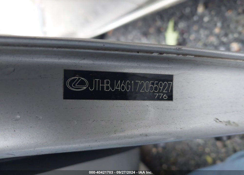 2007 LEXUS ES 350 VIN: JTHBJ46G172055927