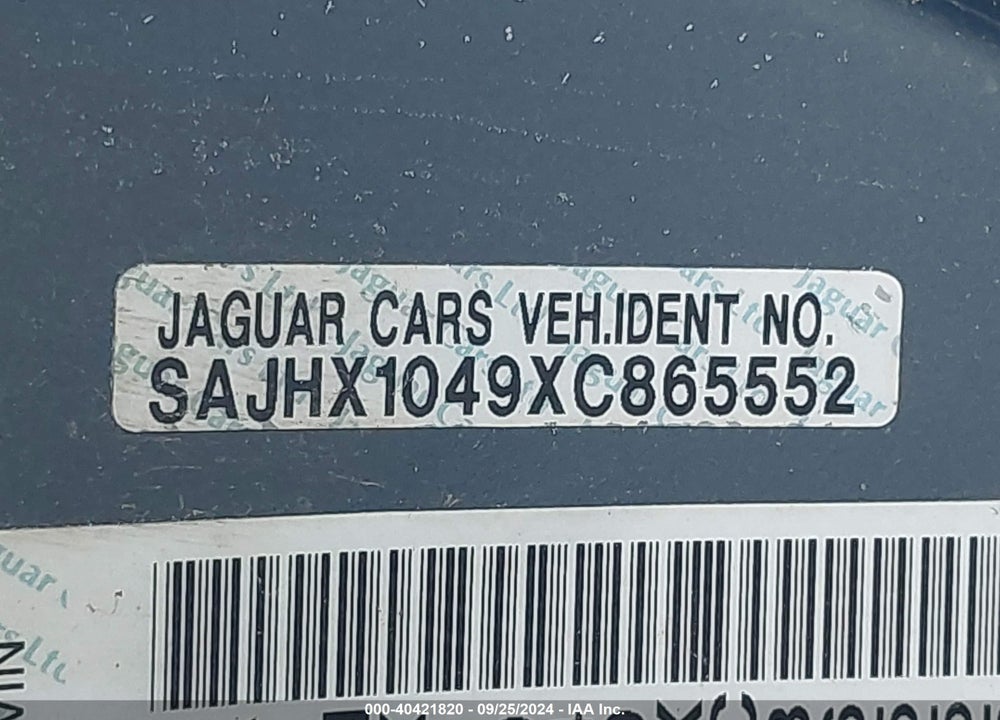 1999 JAGUAR XJ8 VIN: SAJHX1049XC865552