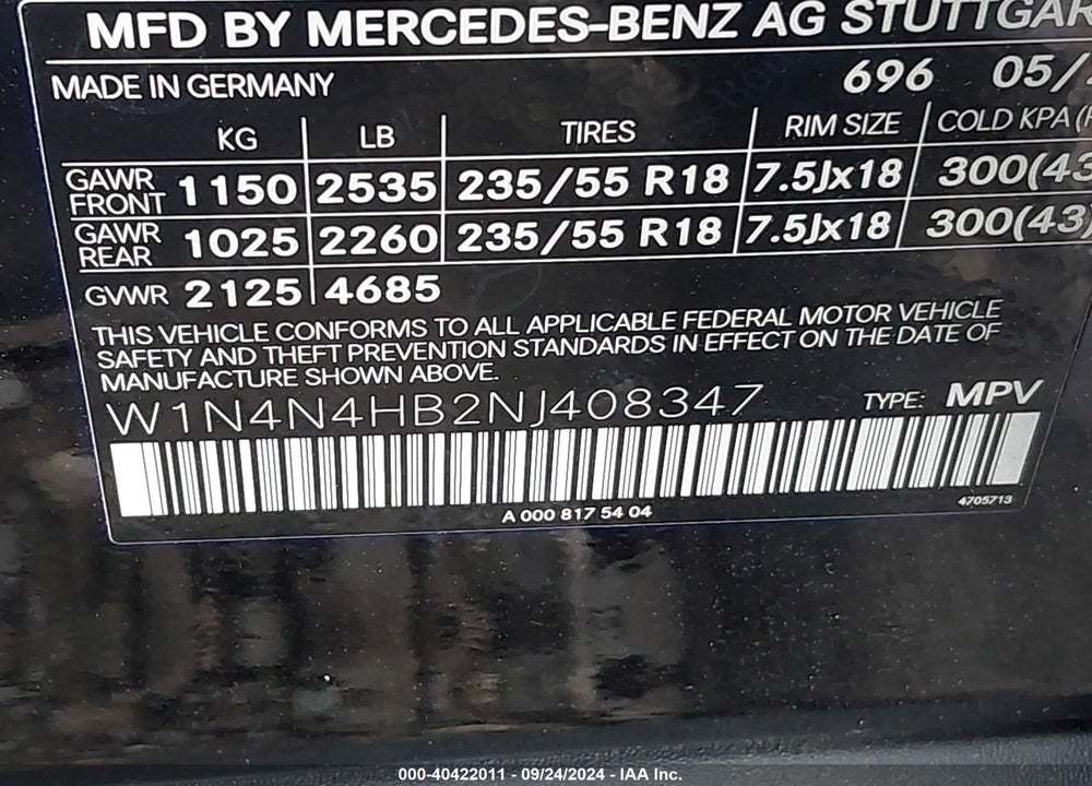 2022 MERCEDES-BENZ GLA 250 4MATIC VIN: W1N4N4HB2NJ408347