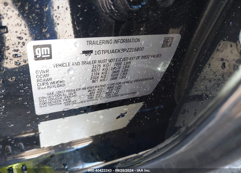 2023 GMC SIERRA 1500 4WD SHORT BOX PRO VIN: 1GTPUAEK8PZ215800