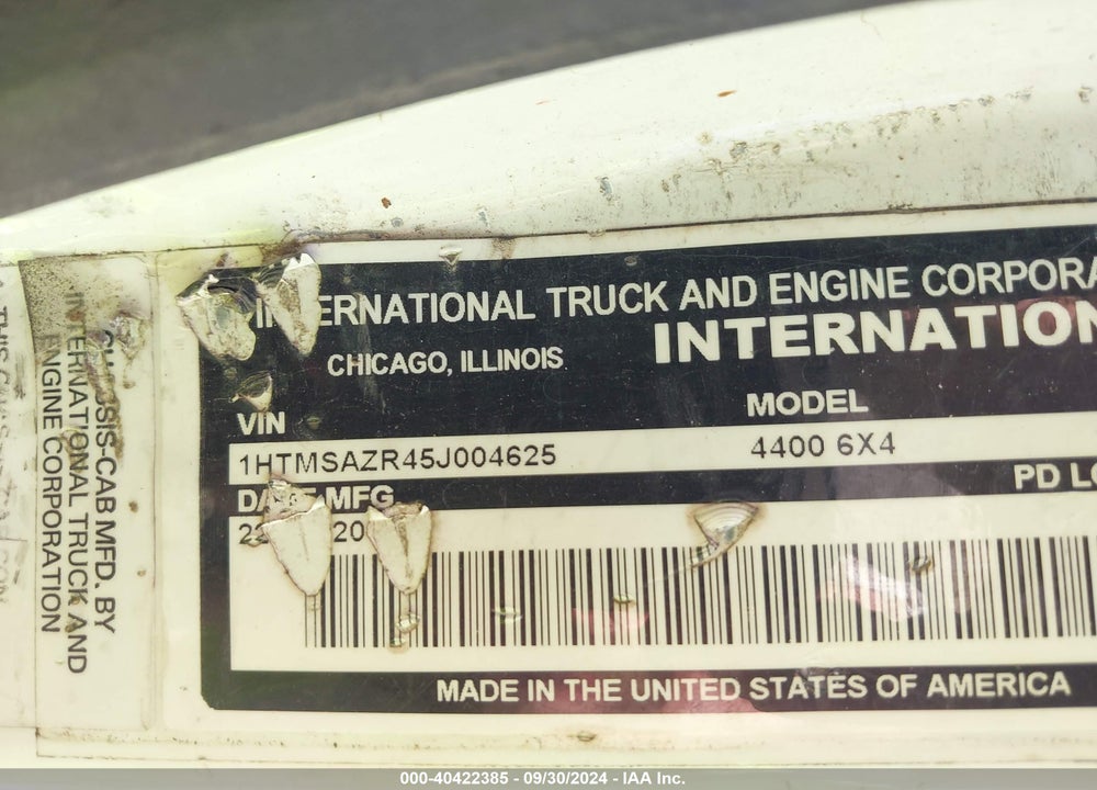 2005 INTERNATIONAL 4000 4400 VIN: 1HTMSAZR45J004625